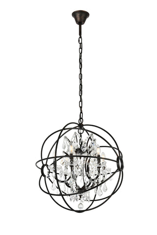 Geneva 6 light Dark Bronze Chandelier Clear Royal Cut crystal