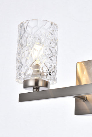 Cassie 2 lights bath sconce in satin nickel with clear shade