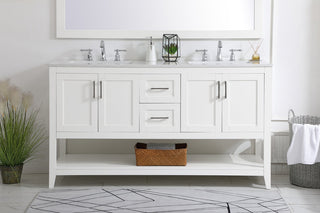 60 inch Double Bathroom Vanity in White