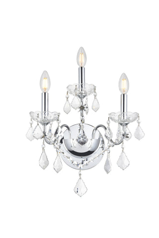 St. Francis 3 light Chrome Wall Sconce Clear Royal Cut Crystal