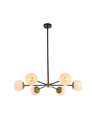 Briggs 36 inch pendant in black and brass with white shade