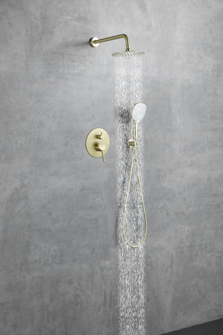 George Complete Shower Faucet System with Rough-in Valve in Brushed Gold