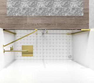 Semi-frameless hinged shower door 60 x 72 Brushed Gold