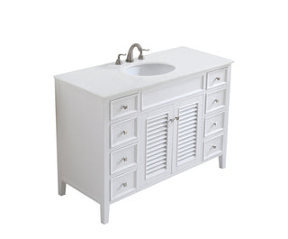 48 inch Single Bathroom vanity in White with ivory white engineered marble