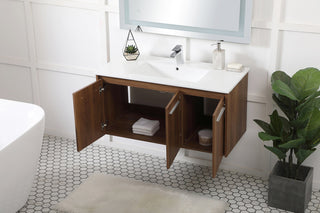 40 inch  Single Bathroom Floating Vanity in Walnut Brown