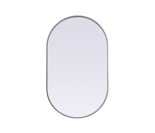 Metal Frame Oval Mirror 24x40 Inch in Silver