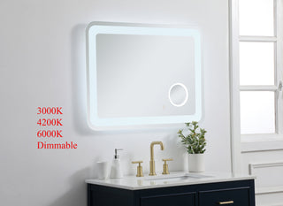 Lux 27in x 36in Hardwired LED mirror with magnifier and color changing temperature 3000K/4200K/6000K