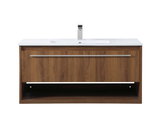 40 inch  Single Bathroom Floating Vanity in Walnut Brown