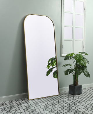 Metal Frame Arch Full Length Mirror 35x72 Inch in Brass