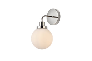 Hanson 1 light bath sconce in polished nickel with frosted shade