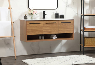 48 inch Single bathroom vanity in walnut brown