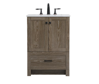 24 inch Single Bathroom Vanity in Weathered oak