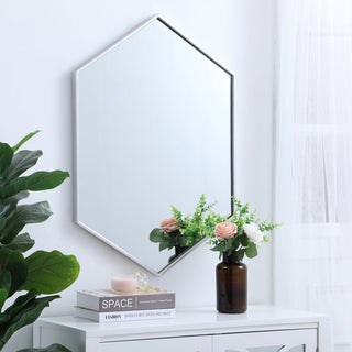 Metal frame hexagon mirror 24 inch in silver