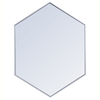 Metal frame hexagon mirror 30 inch in silver