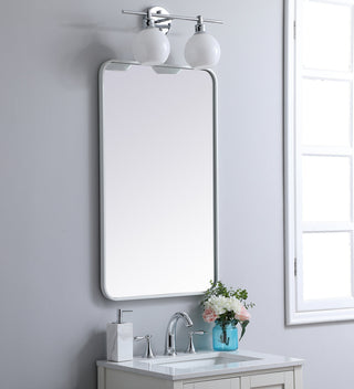 Soft corner metal rectangular mirror 22x36 inch in White