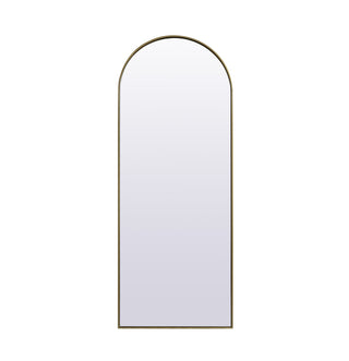 Metal Frame Arch Full Length Mirror 28x74 Inch in Brass