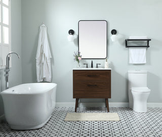 30 inch Single bathroom vanity in walnut