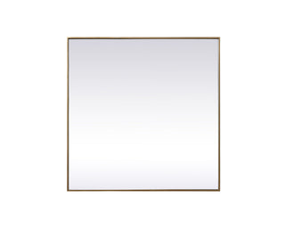 Metal Frame Square Mirror 42 inch in Brass