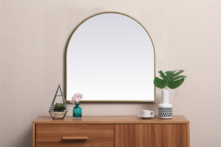 Metal Frame Arch Mirror 30x30 Inch in Brass