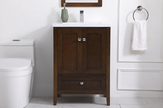 24 In. Single Bathroom Vanity Set In Antique Coffee