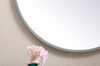 Metal frame round mirror with decorative hook 18 inch in Grey