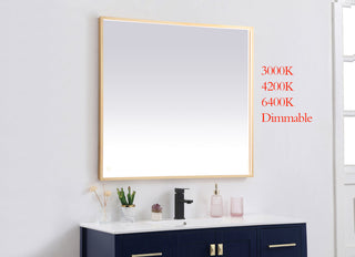 Pier 36x40 inch LED mirror with adjustable color temperature 3000K/4200K/6400K in brass