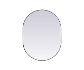 Metal Frame Oval Mirror 27x36 Inch in Silver