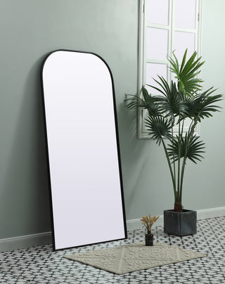 Metal Frame Arch Full Length Mirror 32x66 Inch in Black