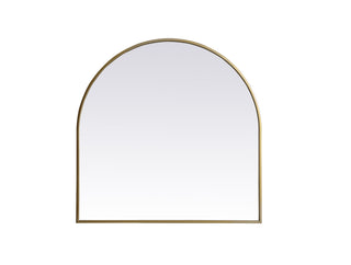 Metal Frame Arch Mirror 30x30 Inch in Brass