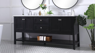 72 in. double sink bathroom vanity set in Black