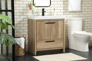 30 inch Single bathroom vanity in natural oak