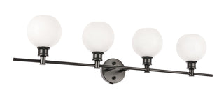 Collier 4 light Black and Frosted white glass Wall sconce