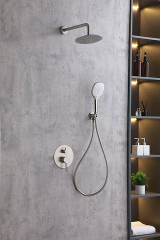 George Complete Shower Faucet System with Rough-in Valve in Brushed Nickel