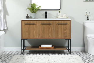 48 inch Single bathroom vanity in walnut brown