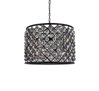 Madison 8 light Matte Black Chandelier Silver Shade (Grey) Royal Cut Crystal