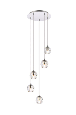 Eren 5 lights Chrome pendant