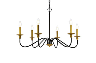 Rohan 30 inch chandelier in matte black and brass