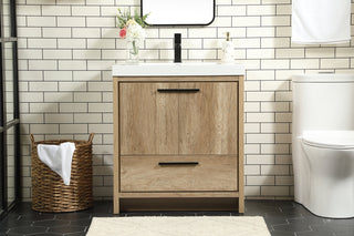 30 inch Single bathroom vanity in natural oak