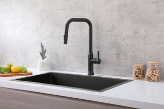 Noor Single Handle Pull Down Sprayer Kitchen Faucet in Matte Black