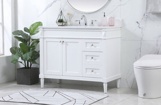 42 inch Single bathroom vanity in white with backsplash