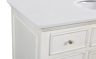 48 inch Single Bathroom vanity in Antique White with ivory white engineered marble