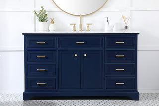 60 inch Single bathroom vanity in blue