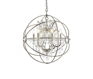 Geneva 6 light polished nickel Chandelier Clear Royal Cut crystal