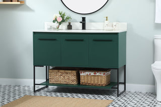 48 inch Single bathroom vanity in green with backsplash