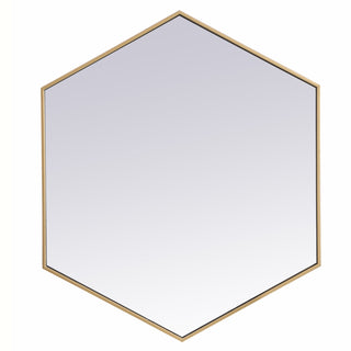 Metal frame hexagon mirror 38 inch in Brass