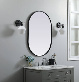 Metal Frame Oval Mirror 24x36 Inch in Black