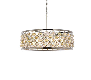 Madison 8 light polished Nickel Chandelier Golden Teak (Smoky) Royal Cut Crystal