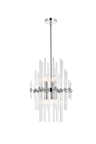 Sienna 17 inch crystal rod pendant in chrome