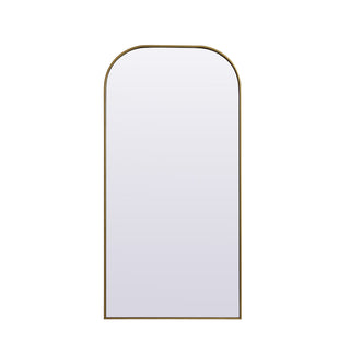 Metal Frame Arch Full Length Mirror 32x66 Inch in Brass