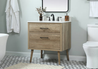 30 inch Single bathroom vanity in natural oak with backsplash